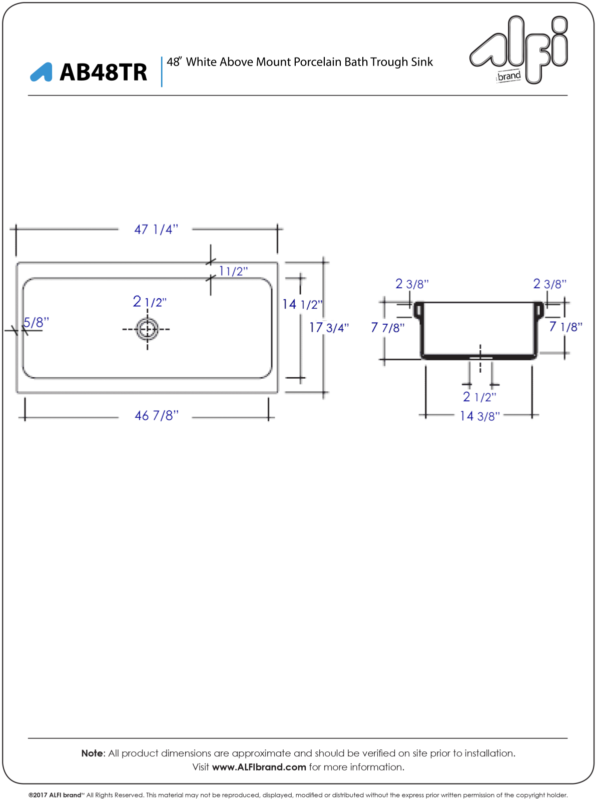 Alfi Brand NBT1246 Specifications - ManualMachine.com