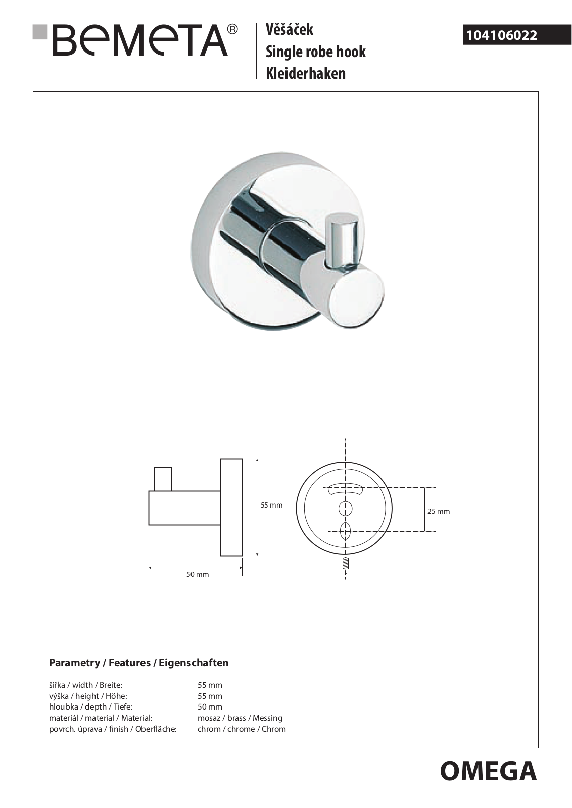 Bemeta Omega 104106022 User guide