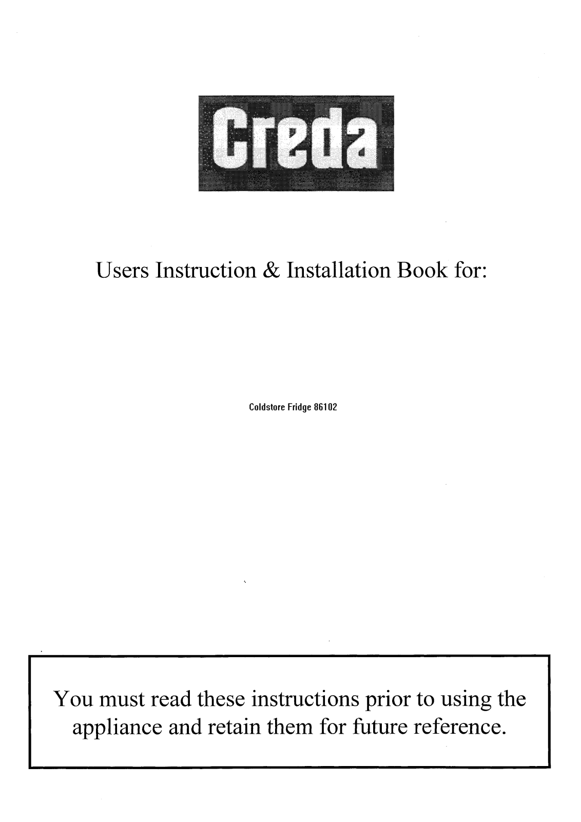 Creda 86102 User Manual