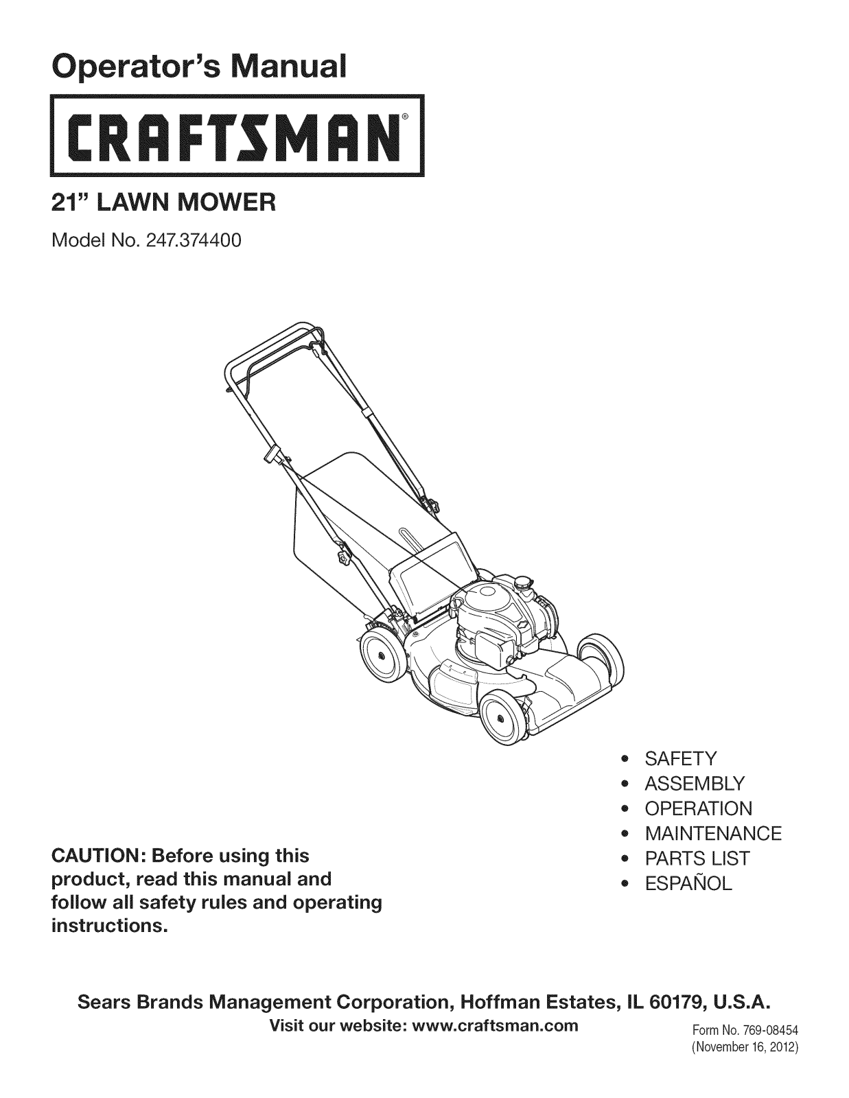 Craftsman 247374400 Owner’s Manual