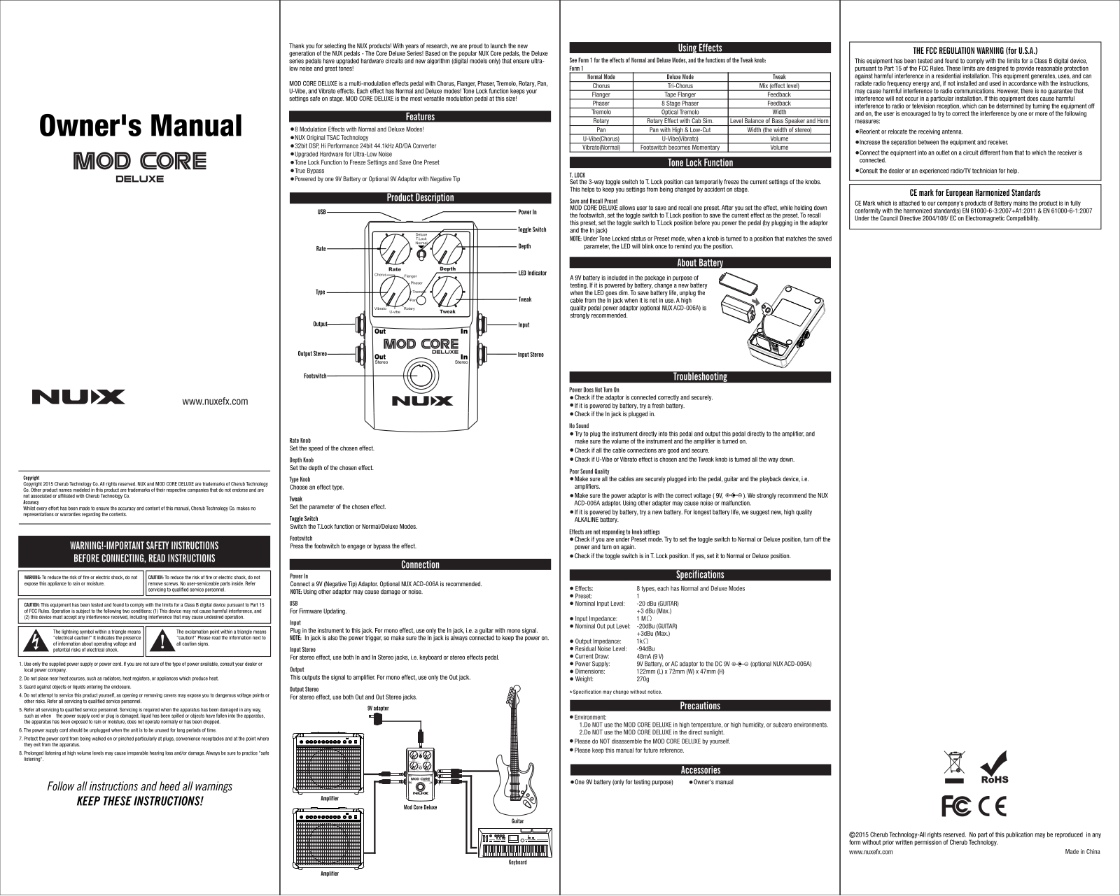 Nux Mod Core Deluxe Owner`s Manual