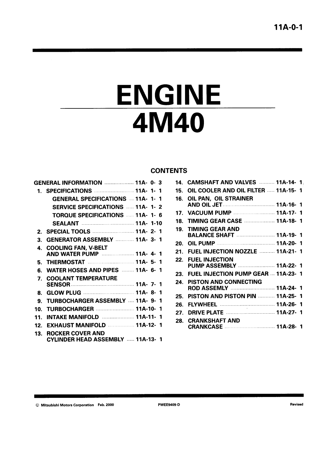 Mitsubishi 4M40 Workshop Manual