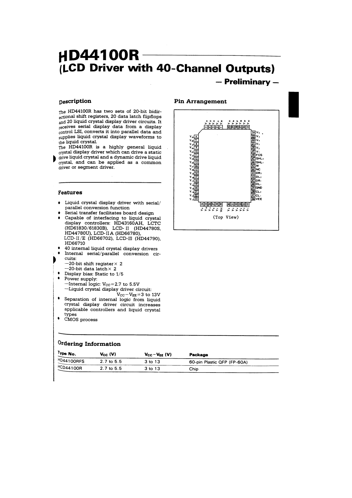 HIT HD44100RFS, HD44100R Datasheet