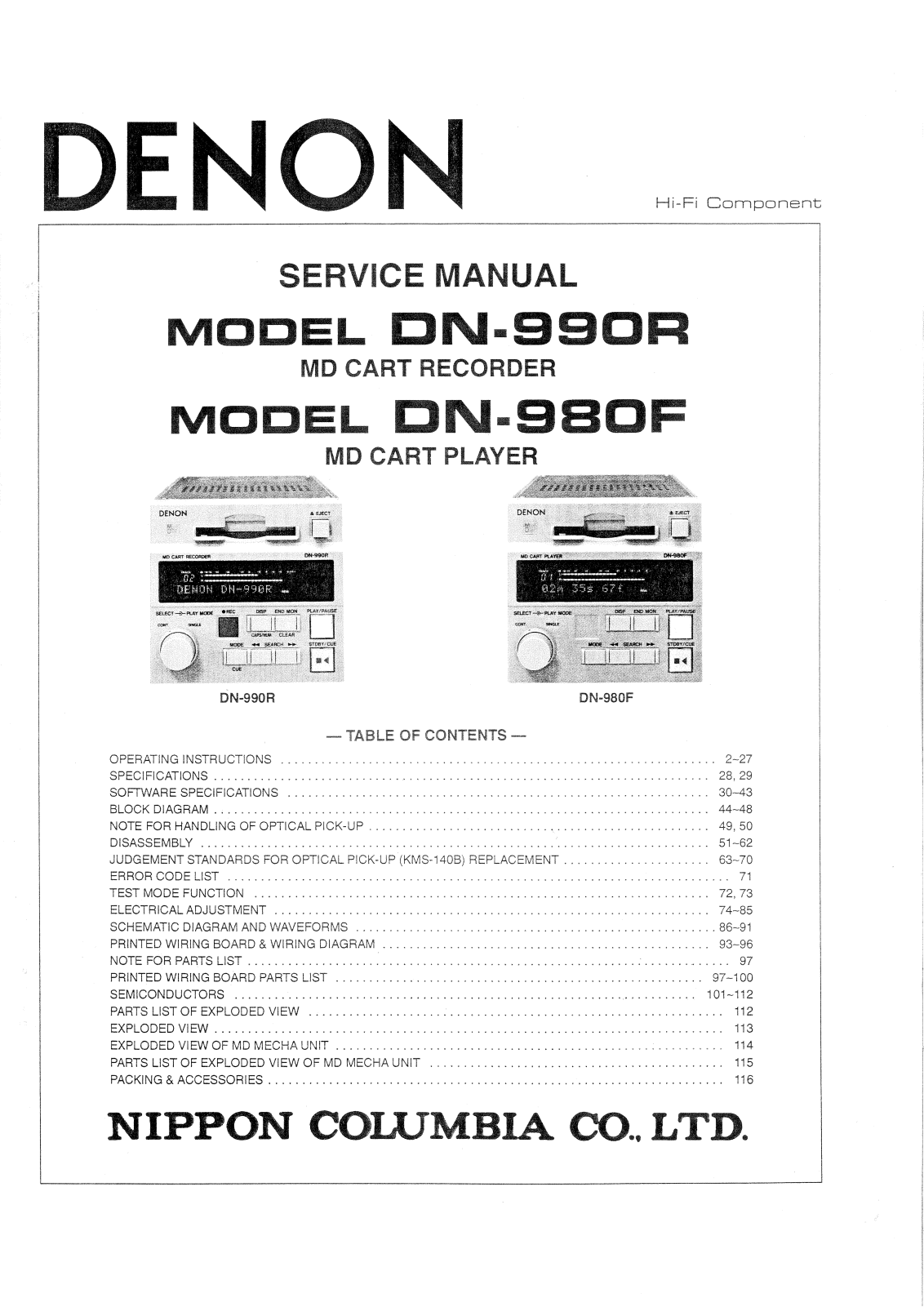 DENON DN-990R, DN-980F Service Manual
