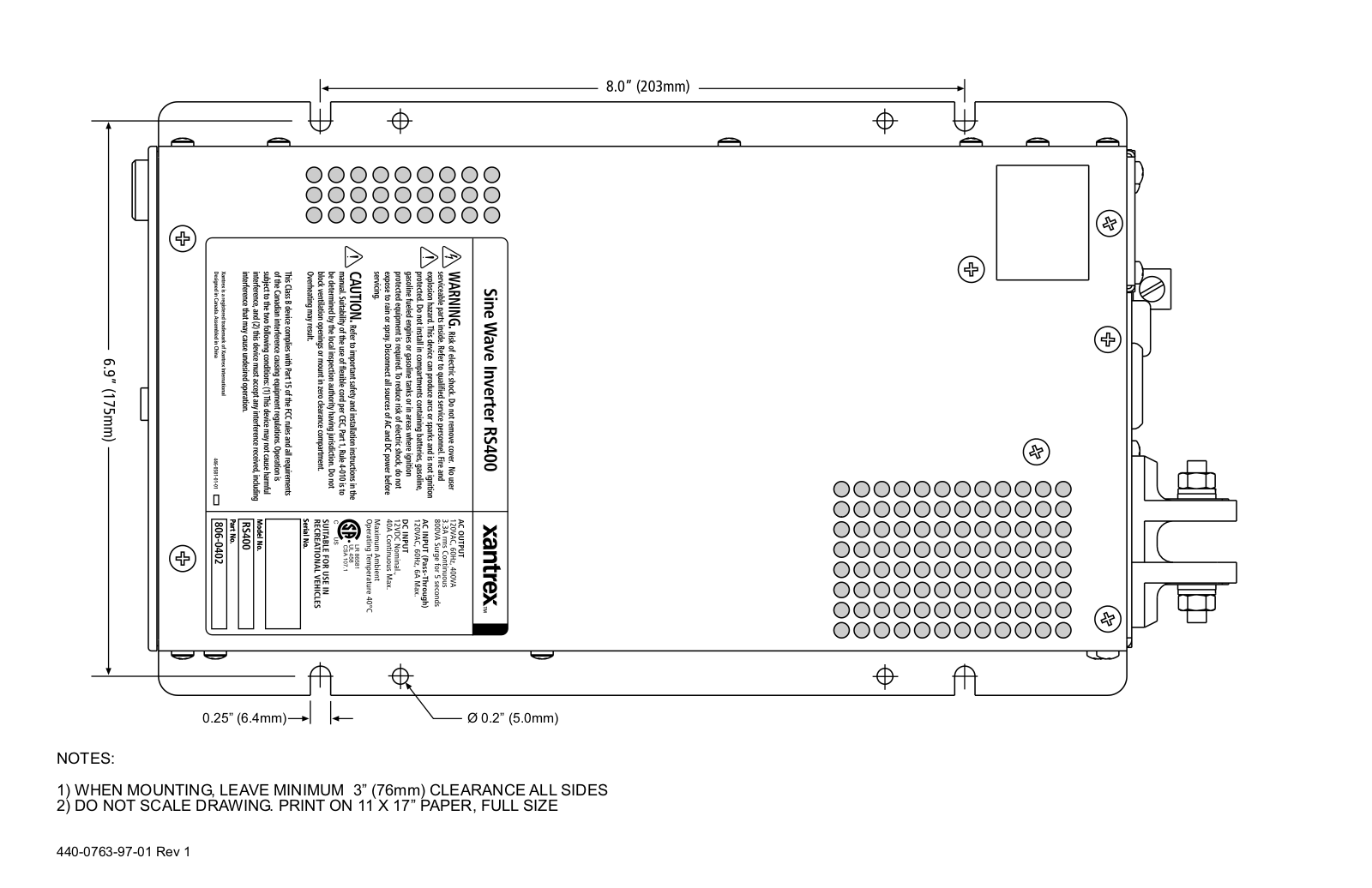 Xantrex Sine Wave Inverter RS400 User Manual