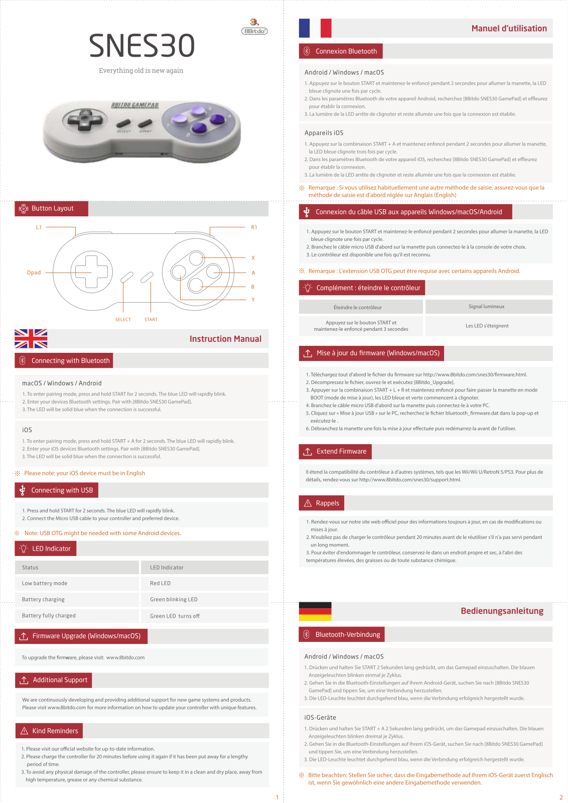 8BitDo SNES30 Service Manual