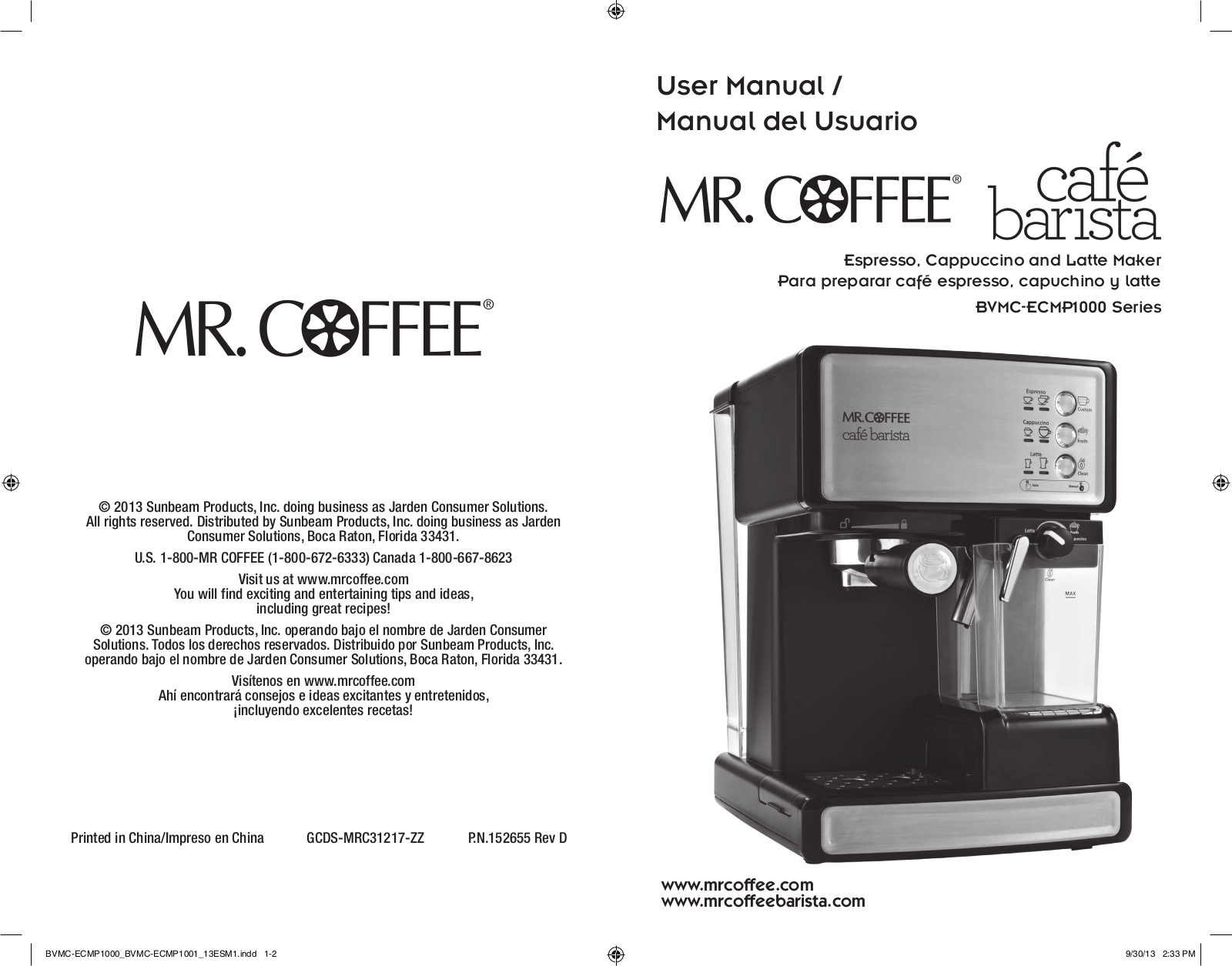 Mr. Coffee BVMC-ECMP1000, BVMC-ECMP1001 User Manual