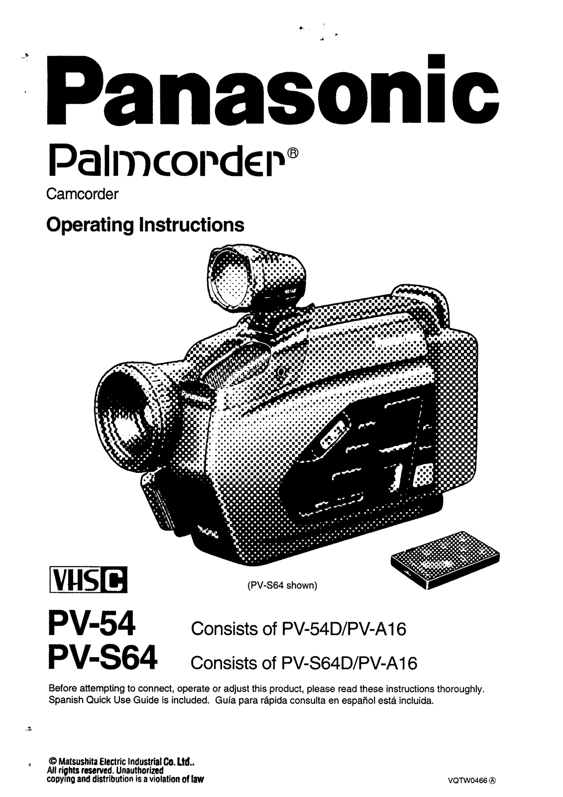 Panasonic pv-54, PV-64 Operation Manual