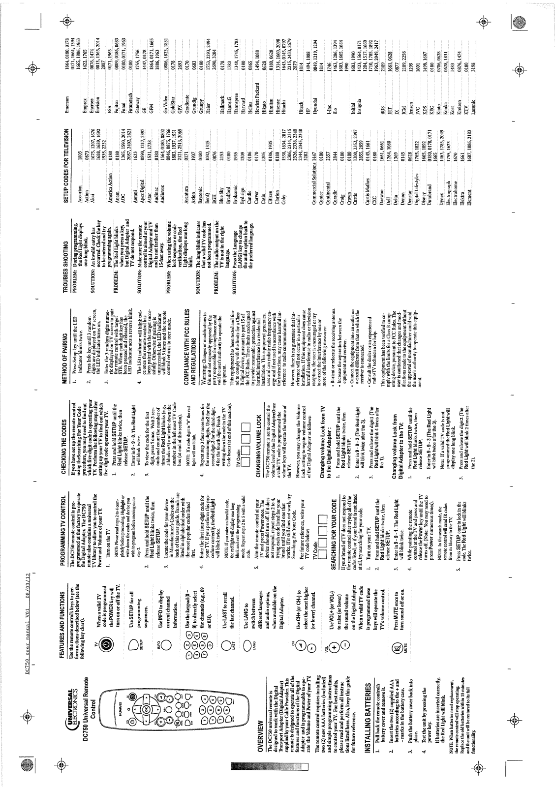 Universal Electronics 2035 User Manual