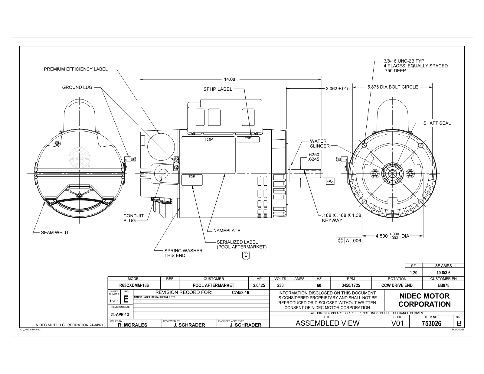 US Motors EB978 Dimensional Sheet - ManualMachine.com