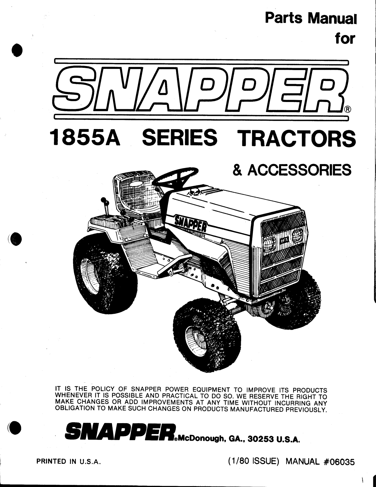 Snapper 1855A User Manual