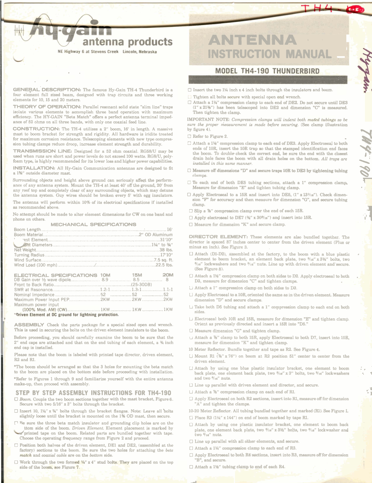 Hy-Gain TH-190 User Manual - ManualMachine.com