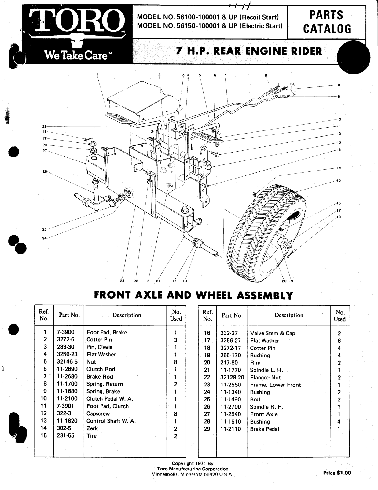 Toro 56100, 56150 Parts Catalogue