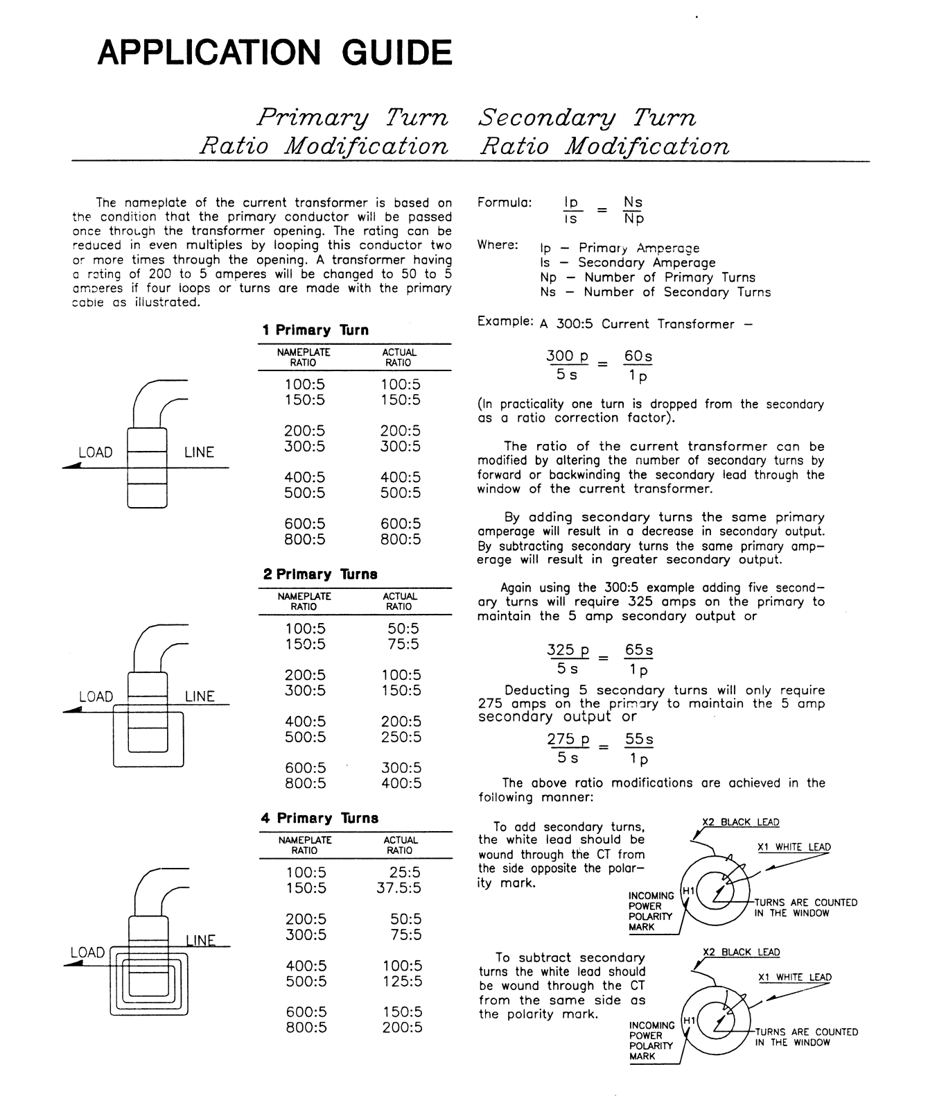 Crompton Instruments Secondary Turn Ratio Modification Application Information