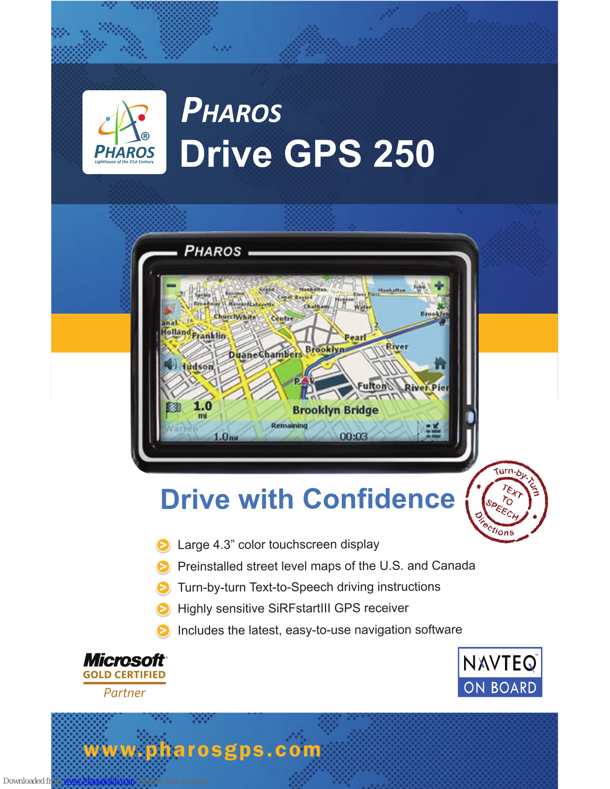 Pharos PDR250, Drive GPS 250 Specifications - ManualMachine.com