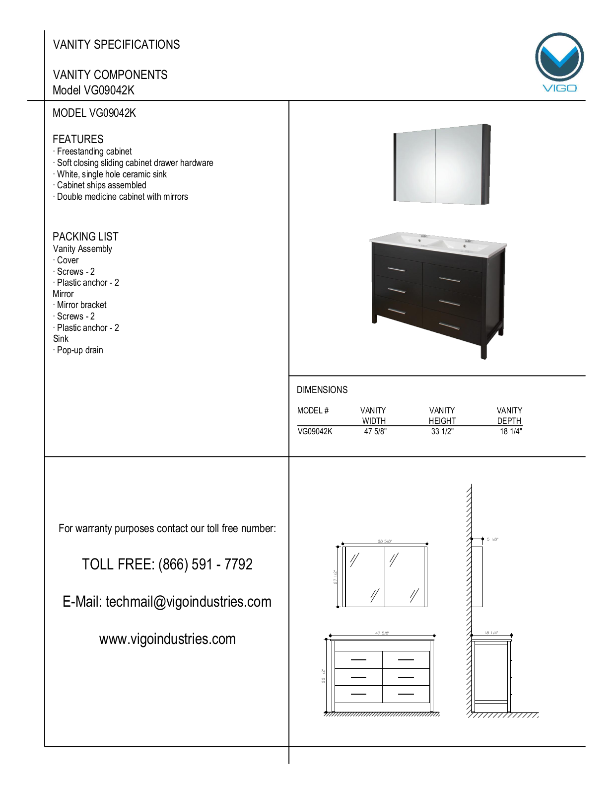 Vigo VG09042K User Manual