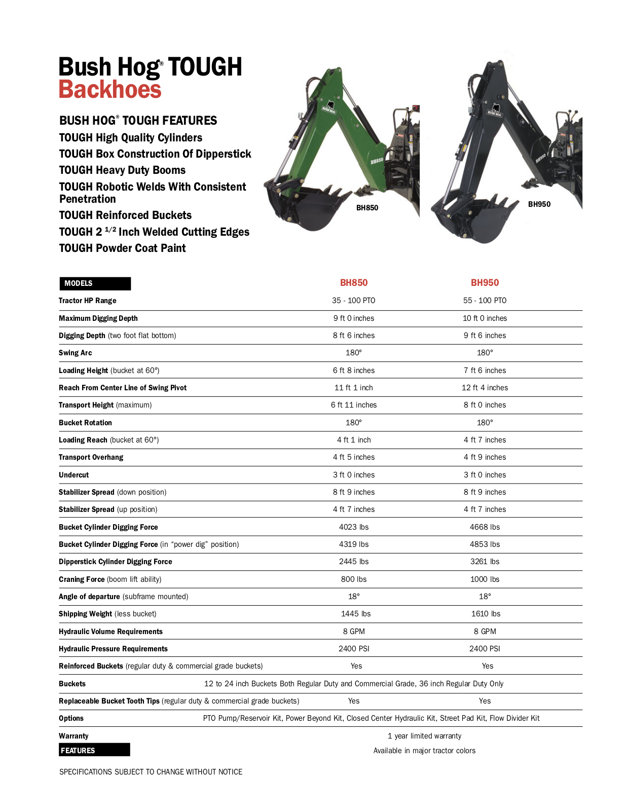 Bush Hog BH950, BH850 User Manual