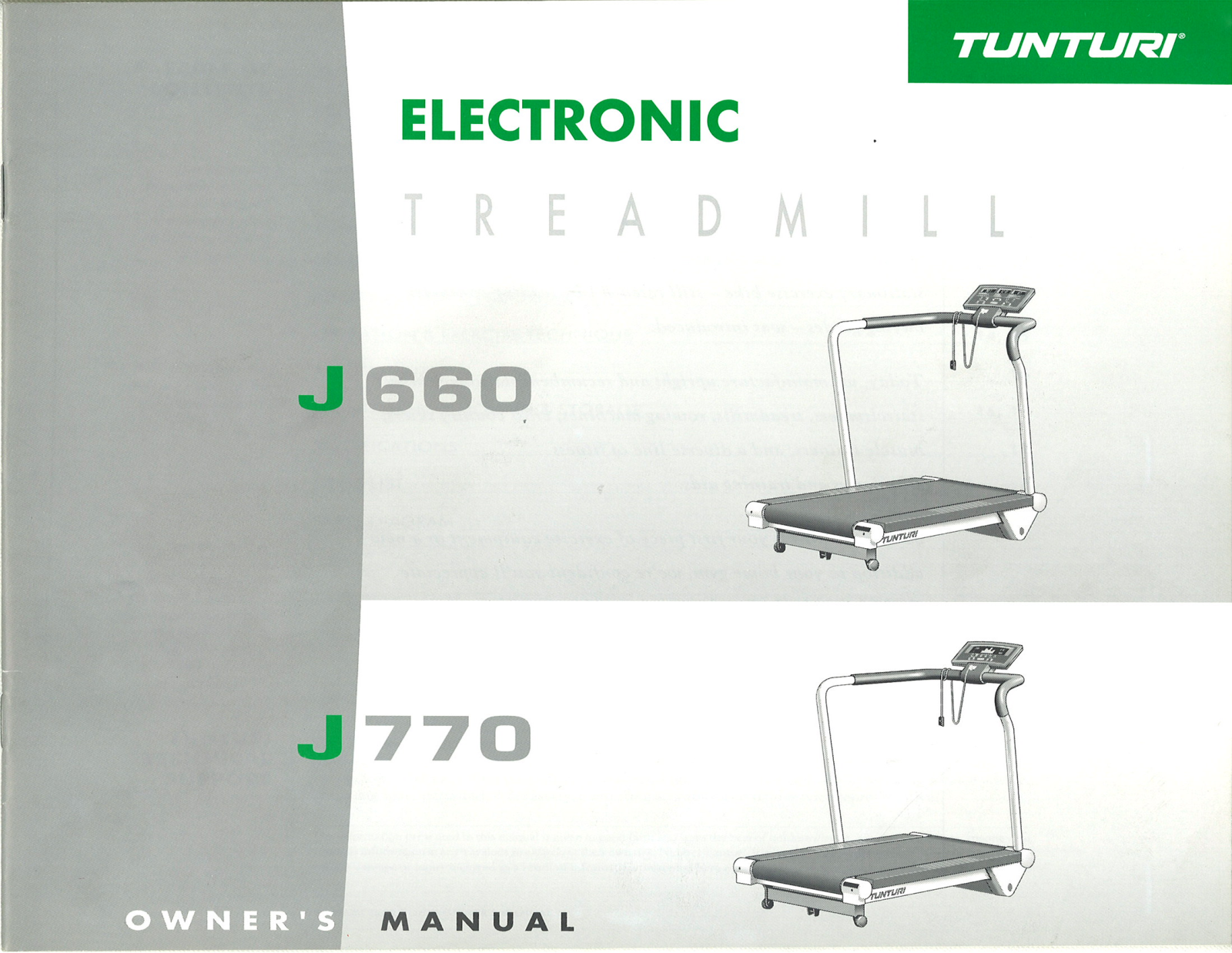 Tunturi J770, J660 User Manual