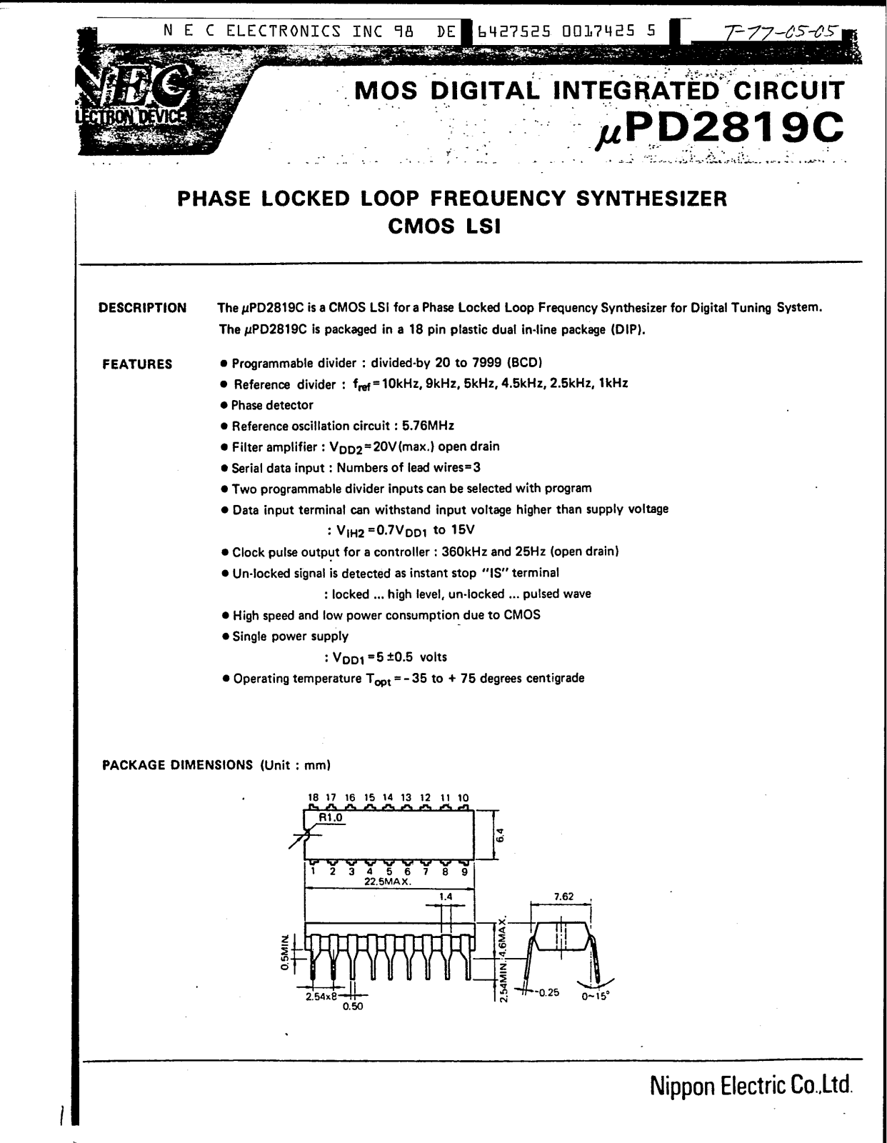 Datasheets uPD2819C Datasheet - ManualMachine.com