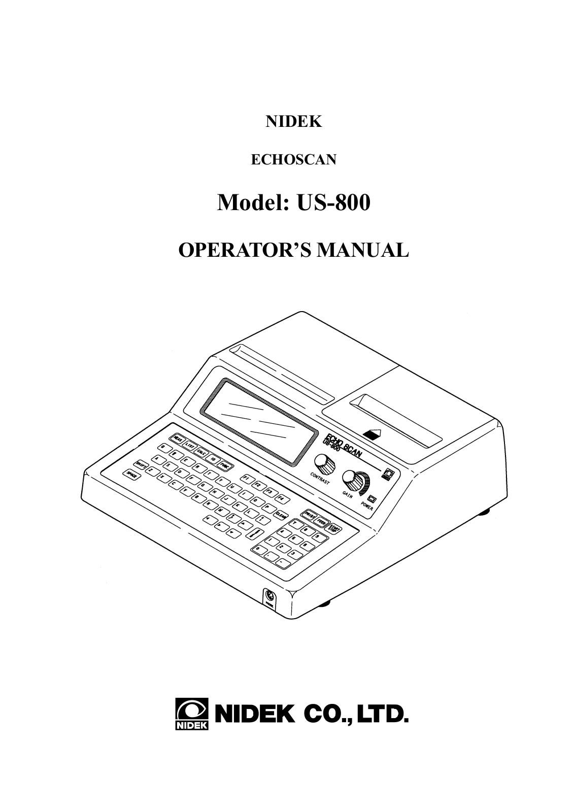 Nidek US-800 User manual