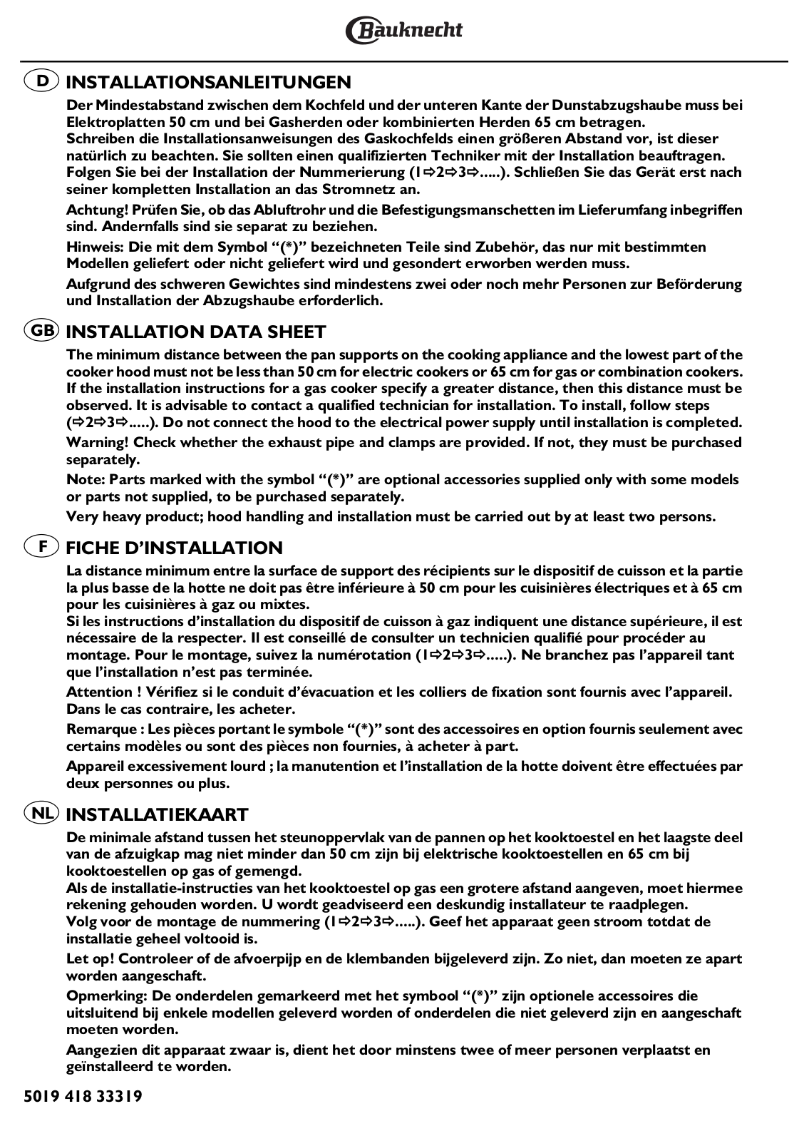 BAUKNECHT DDG 3690 IN User Manual