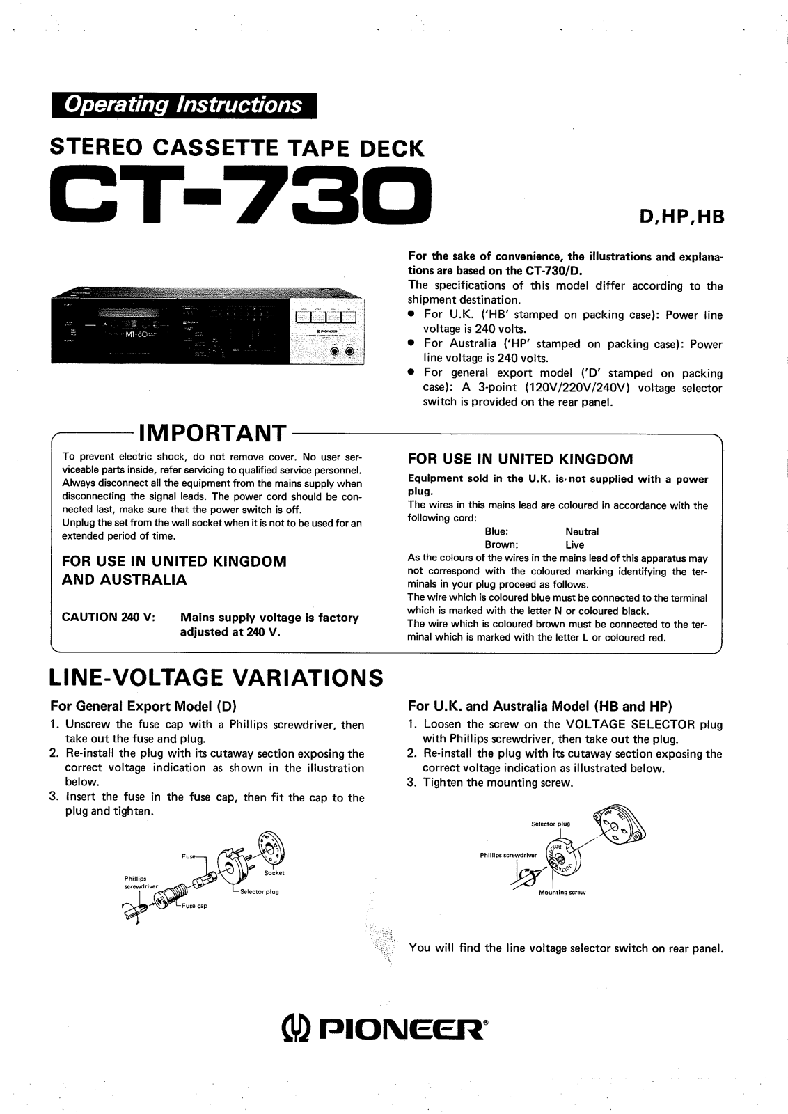 Pioneer CT-730 Owners manual