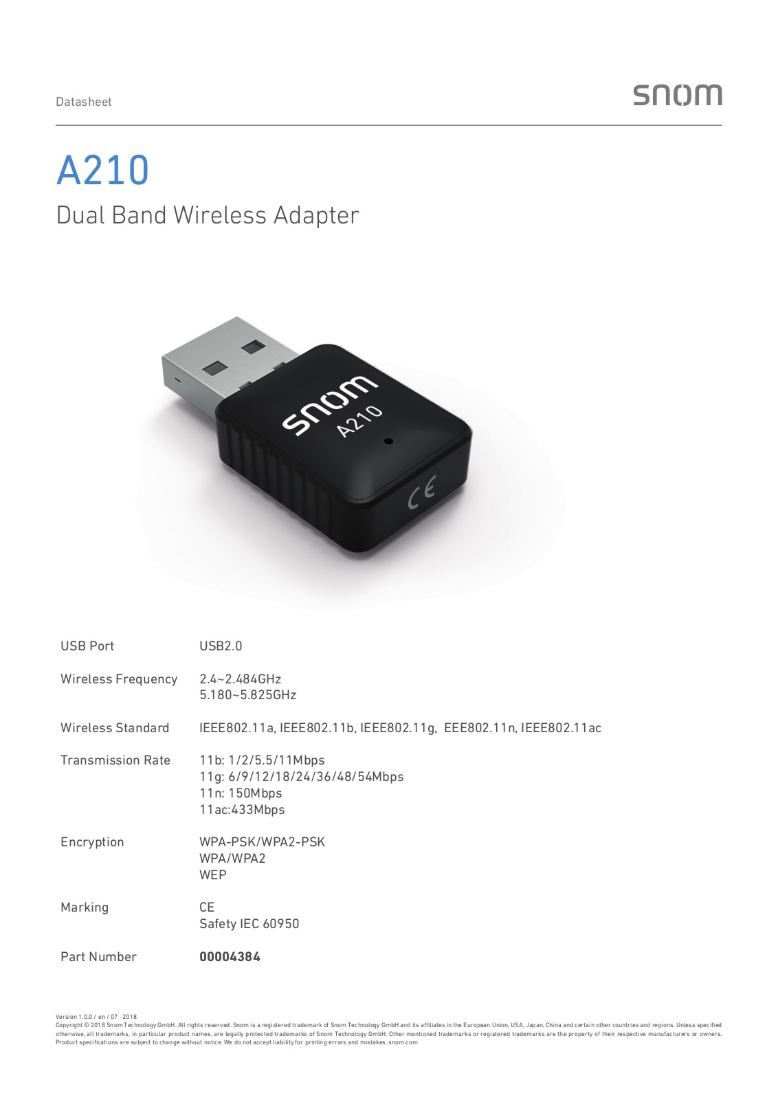 snom A210 Data sheet