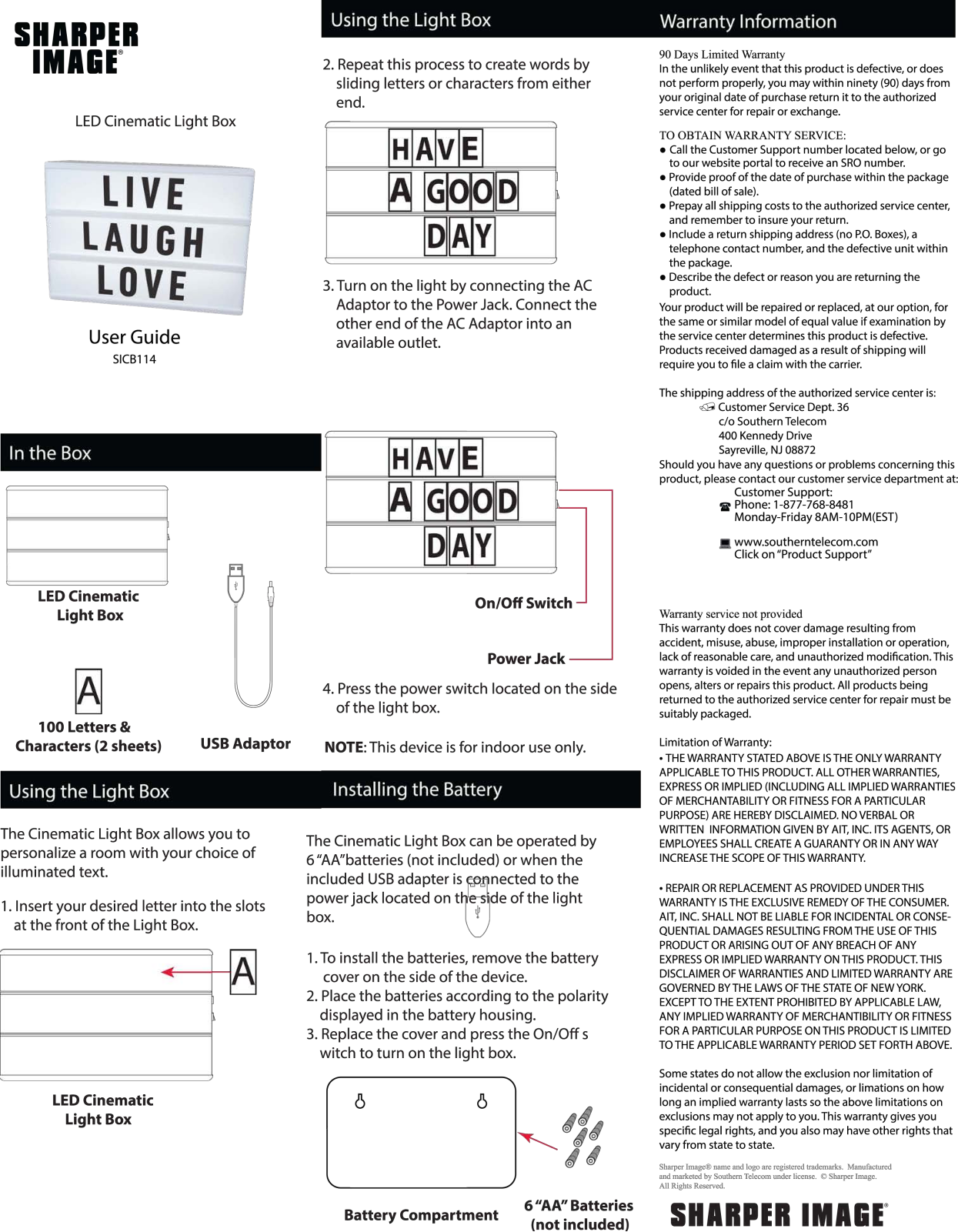 Sharper image SICB114 User Manual