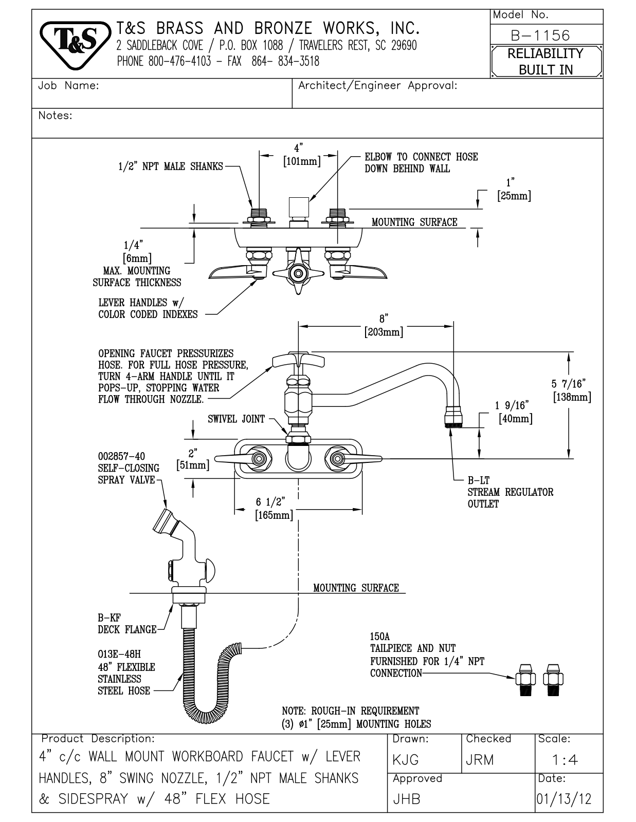 T&S Brass B-1156 User Manual