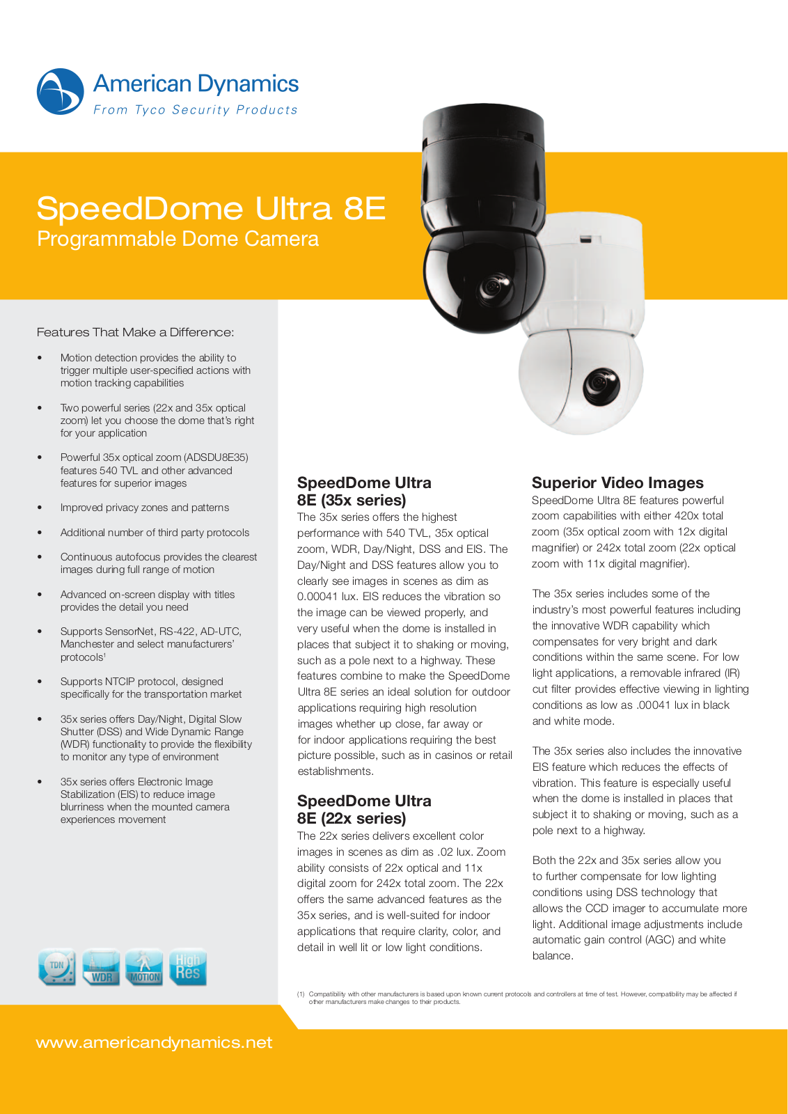 American Dynamics ADSDU8E35IHSP Specsheet