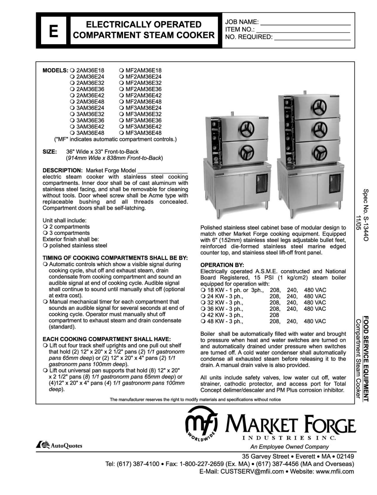 Market Forge 2AM36E24 User Manual