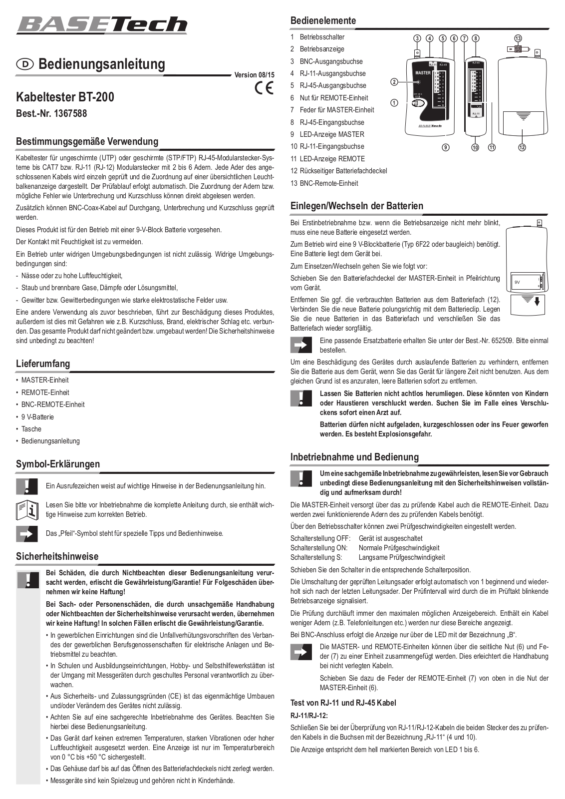 Basetech BT-200, 1367588 User guide