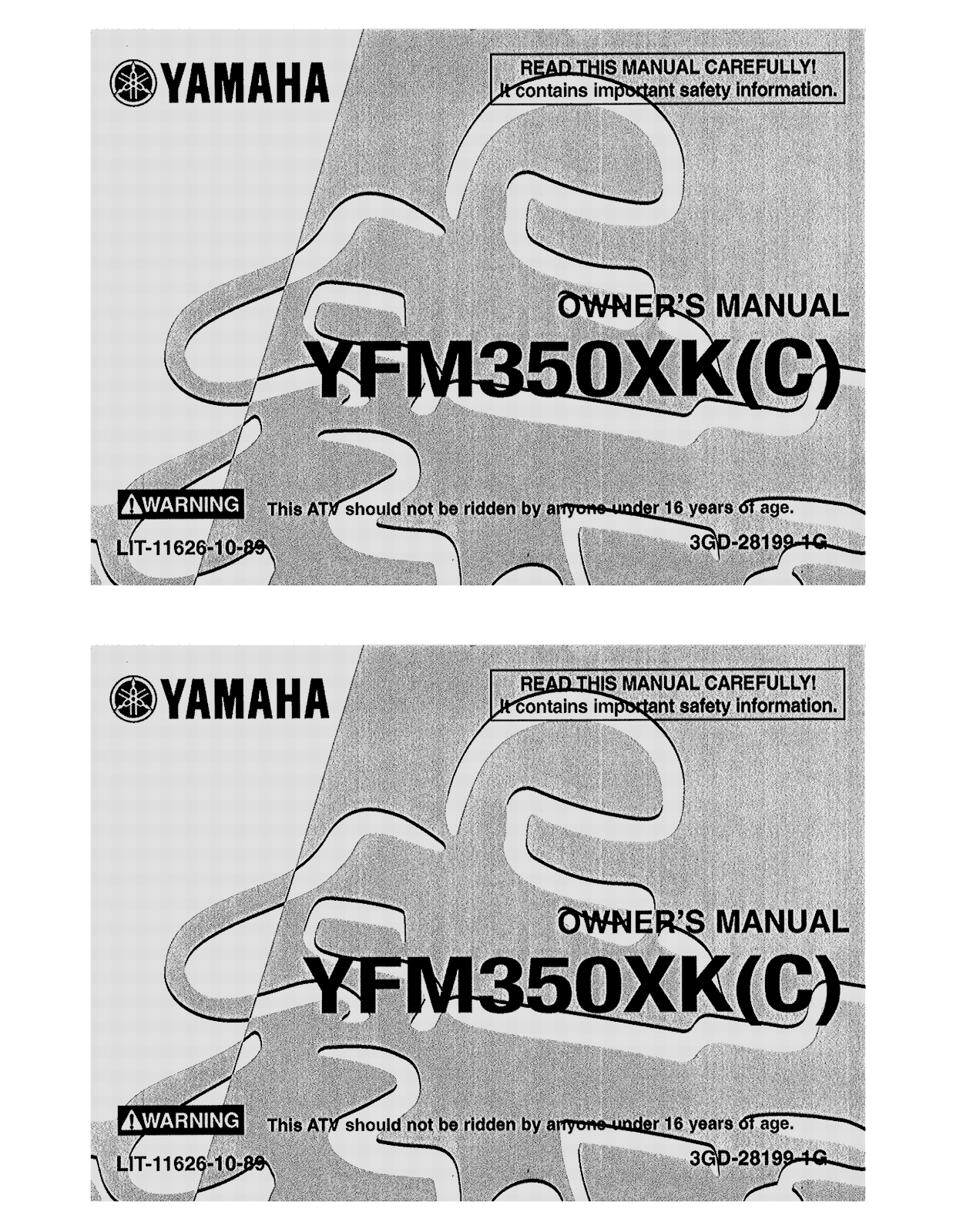 Yamaha YFM350XK, YFM350XC Owner's Manual