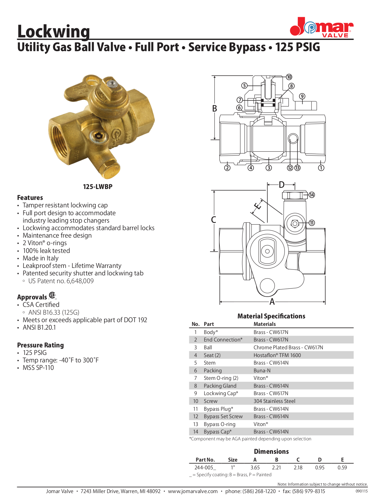 Jomar 125-LWBP User Manual