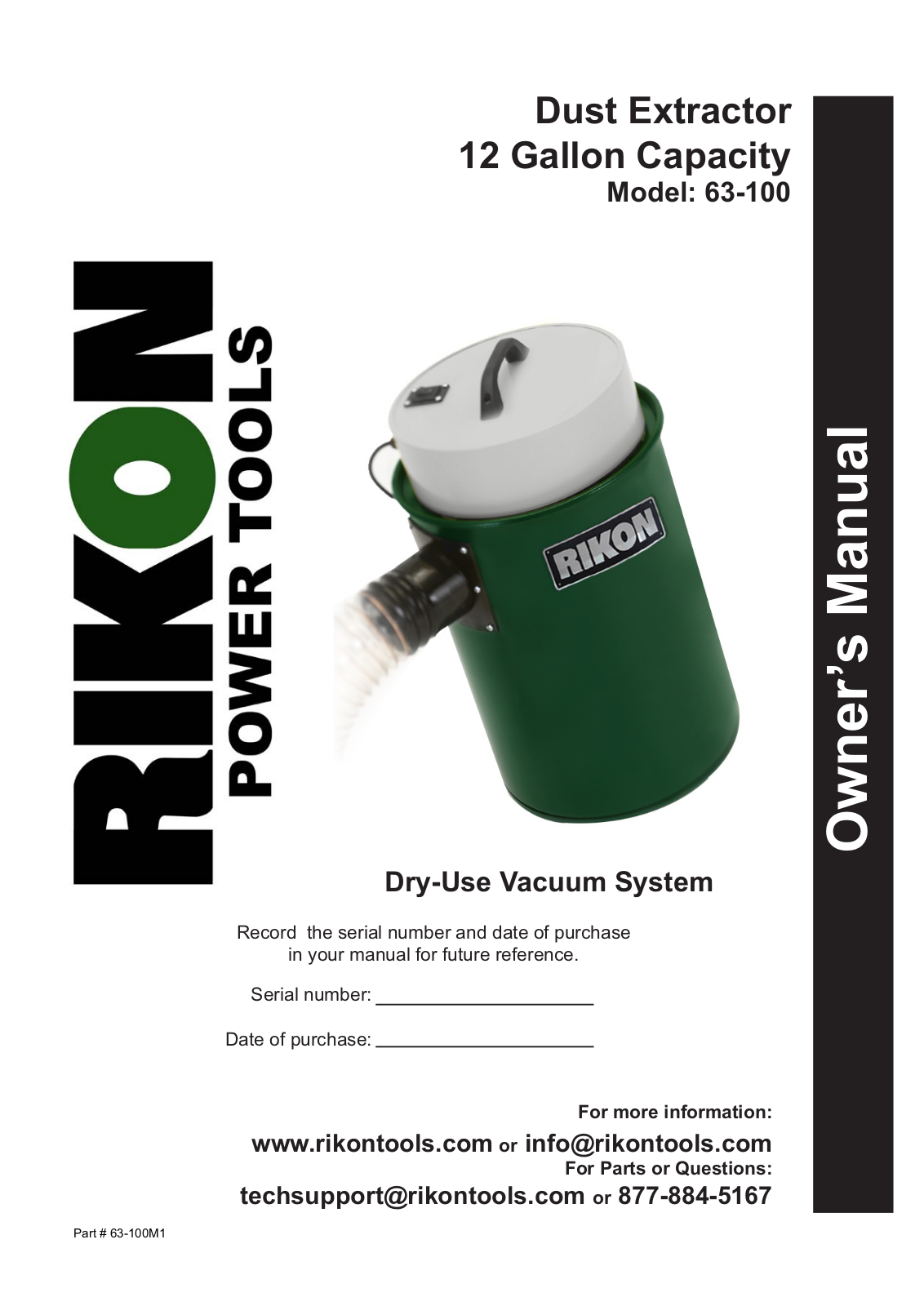 RIKON Power Tools 63-100 User Manual