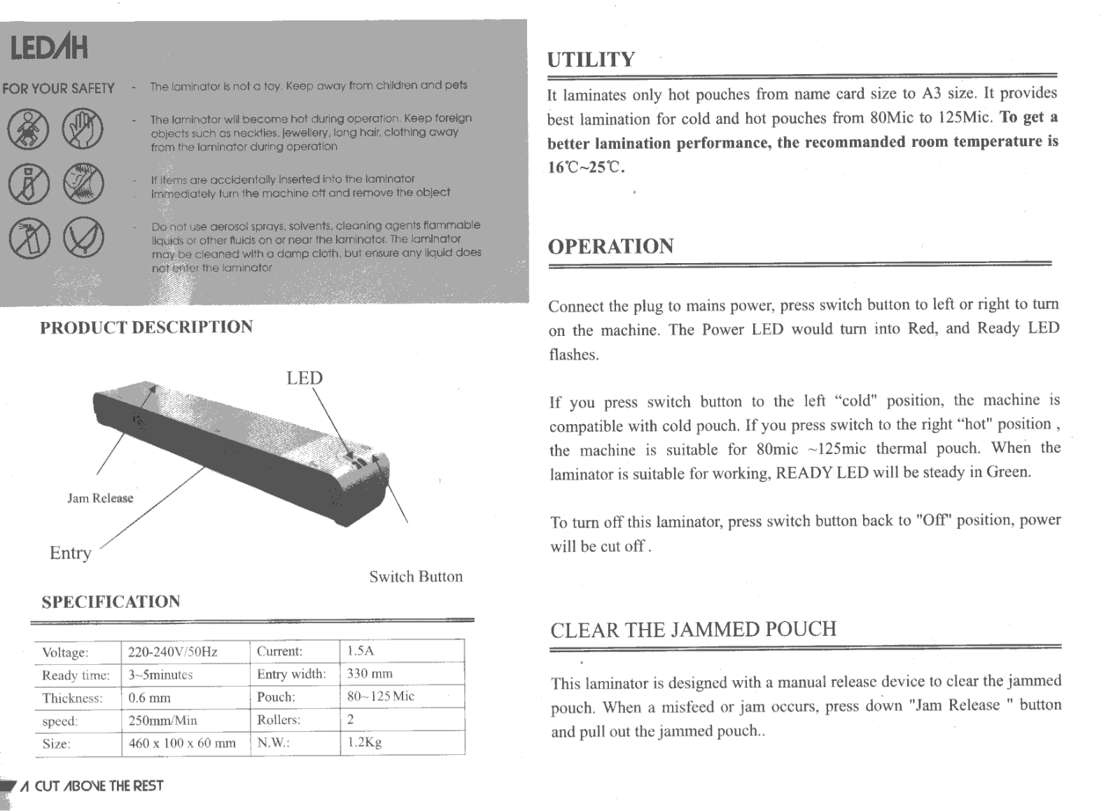 Ledah BJE3200 User Manual