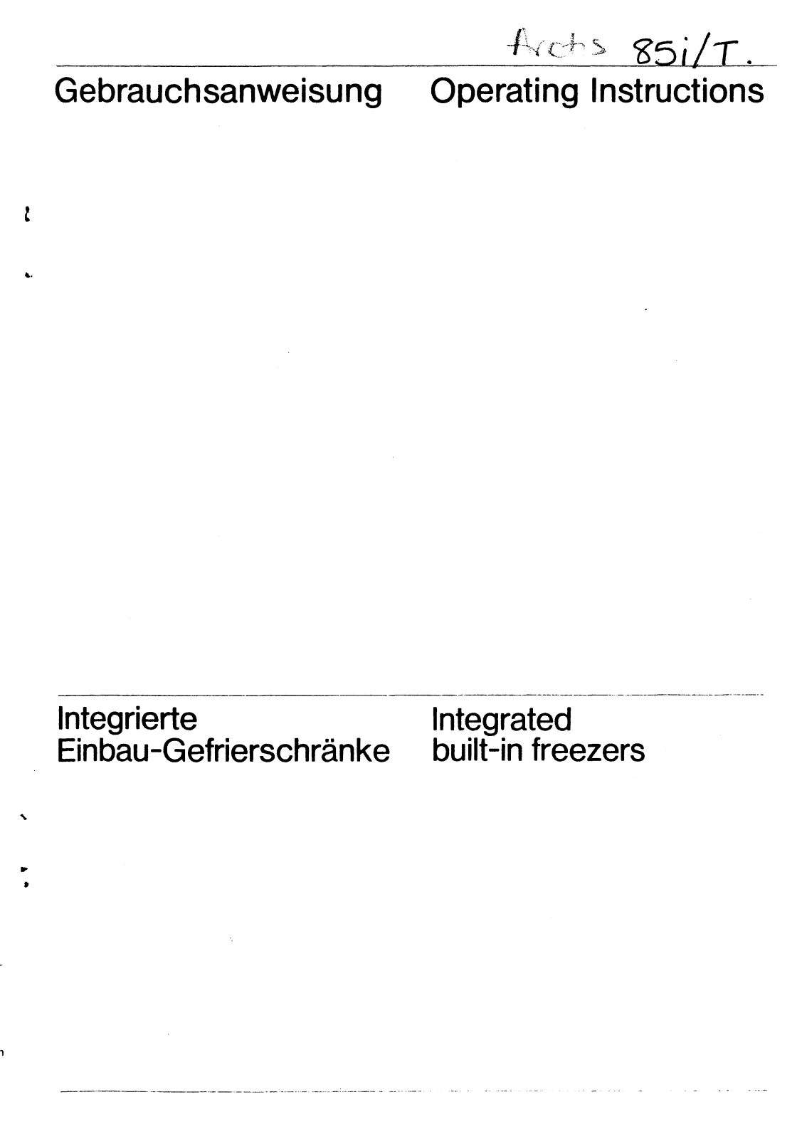 AEG-Electrolux ARCTIS 85 IT User Manual