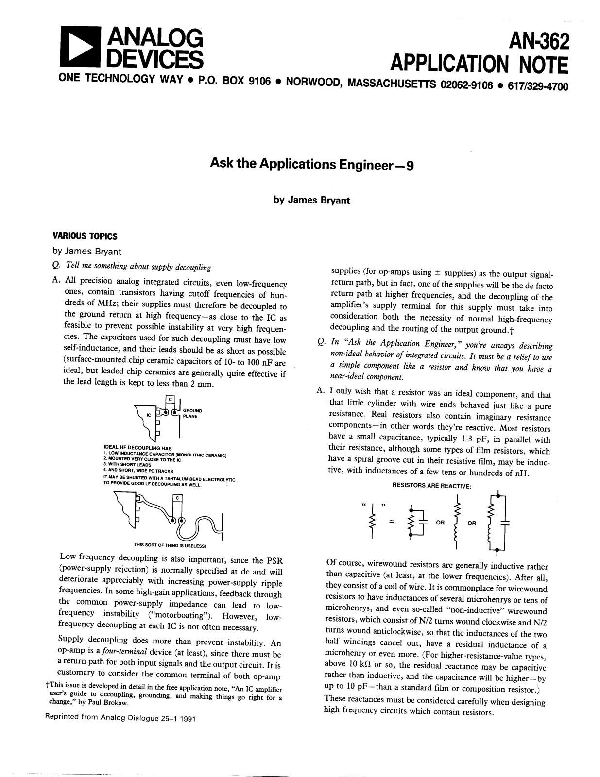 Analog Devices AN362 Application Notes