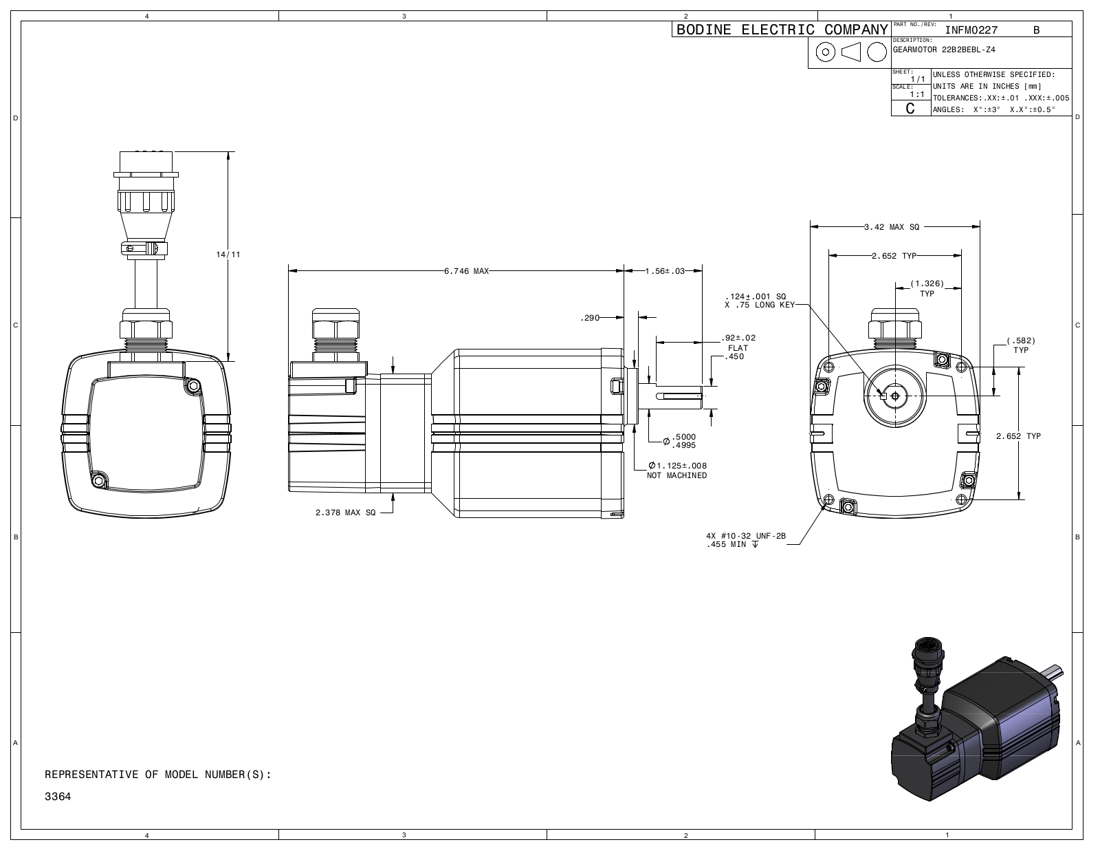 Bodine 3364 Reference Drawing