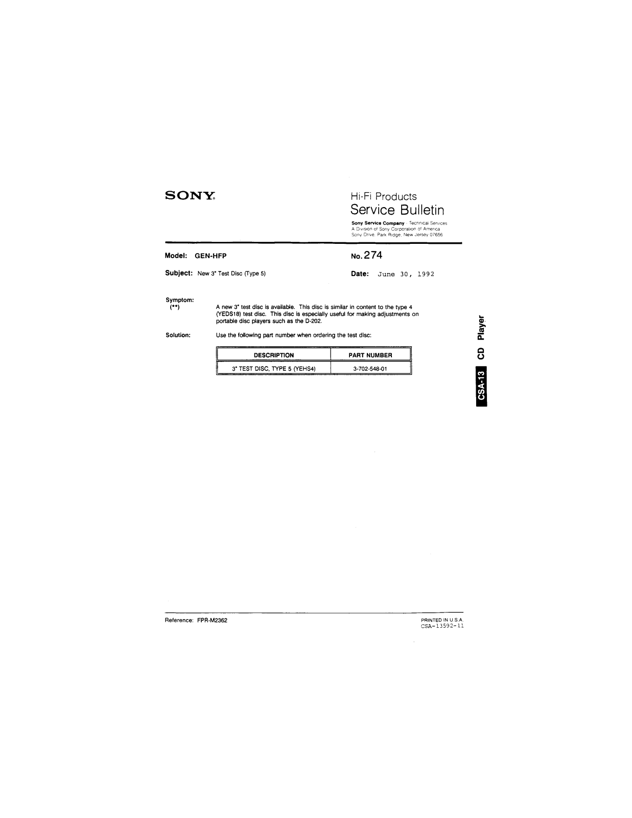 Sony GEN-HFP Service Manual