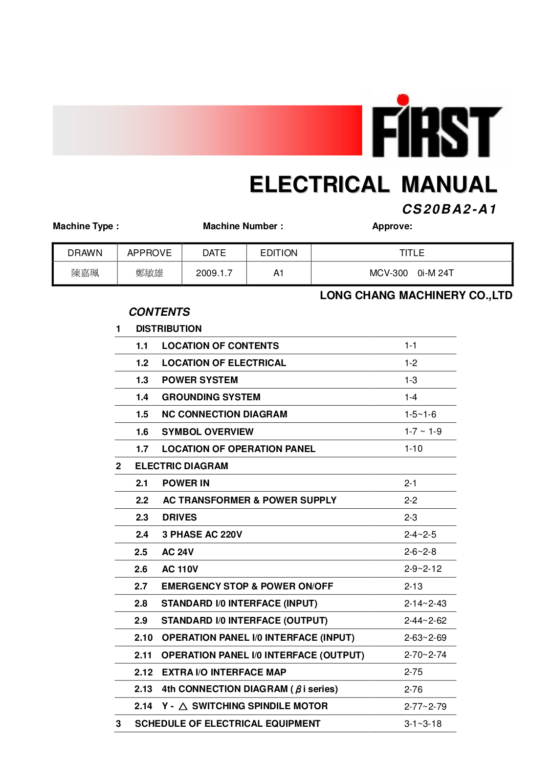 Long chang CS20BA2 Electrical Manual - ManualMachine.com