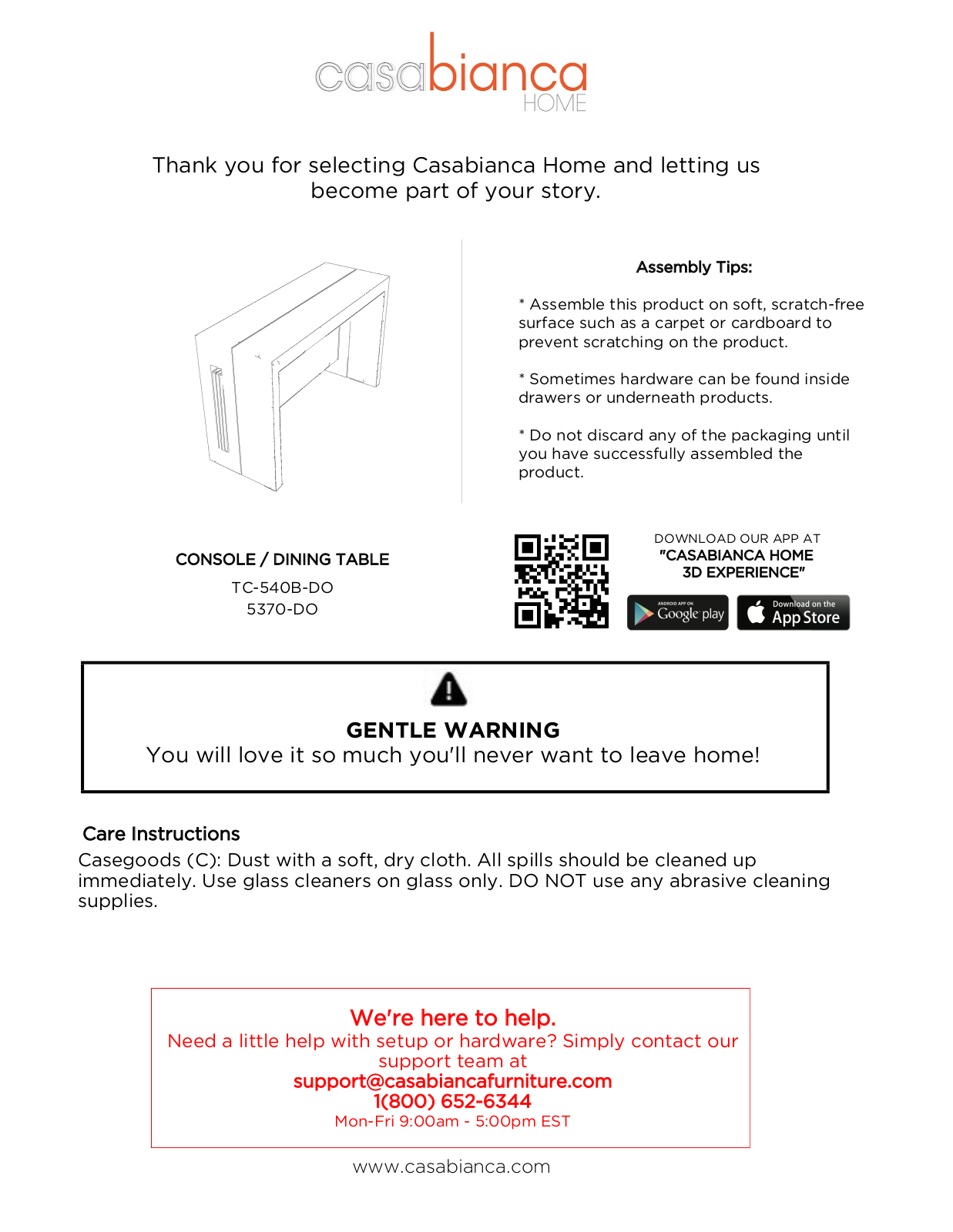 Casabianca TC540BDO Assembly Guide - ManualMachine.com