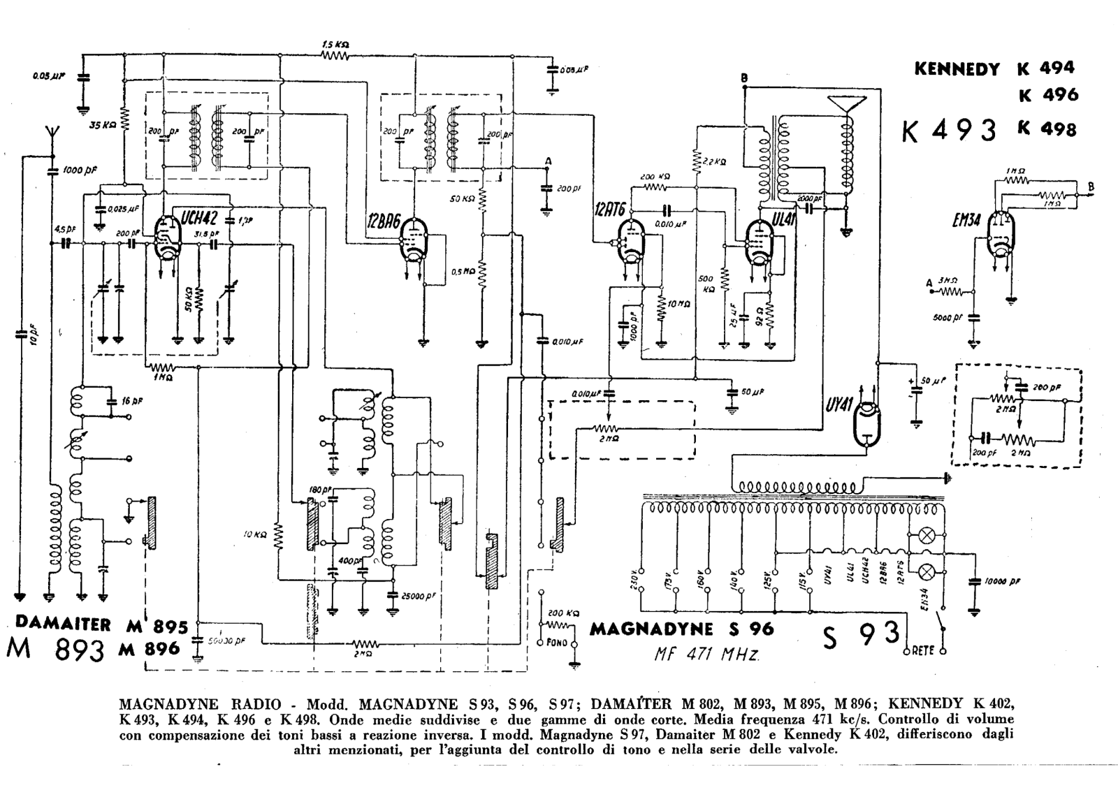 Kennedy k493, k494, k496, k498 schematic