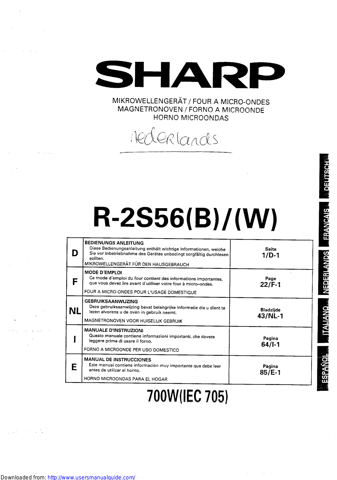 SHARP R-2S56 User Manual