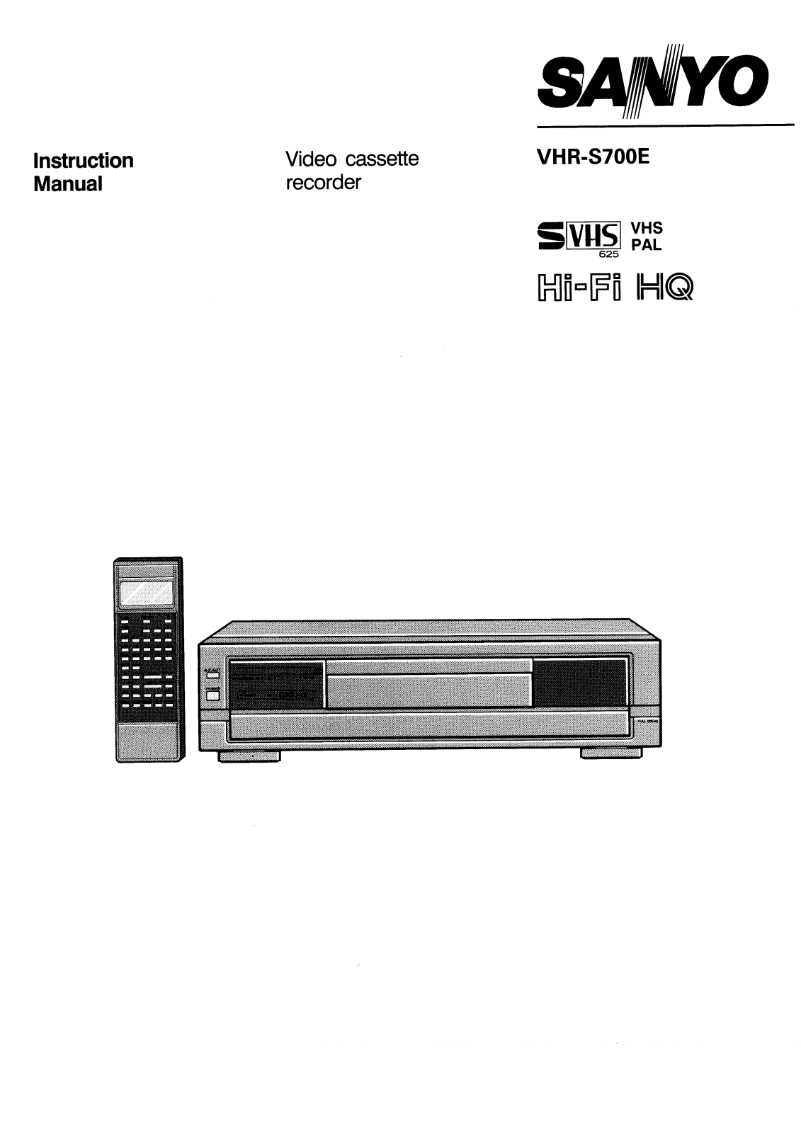 Sanyo VHR-S700E Instruction Manual