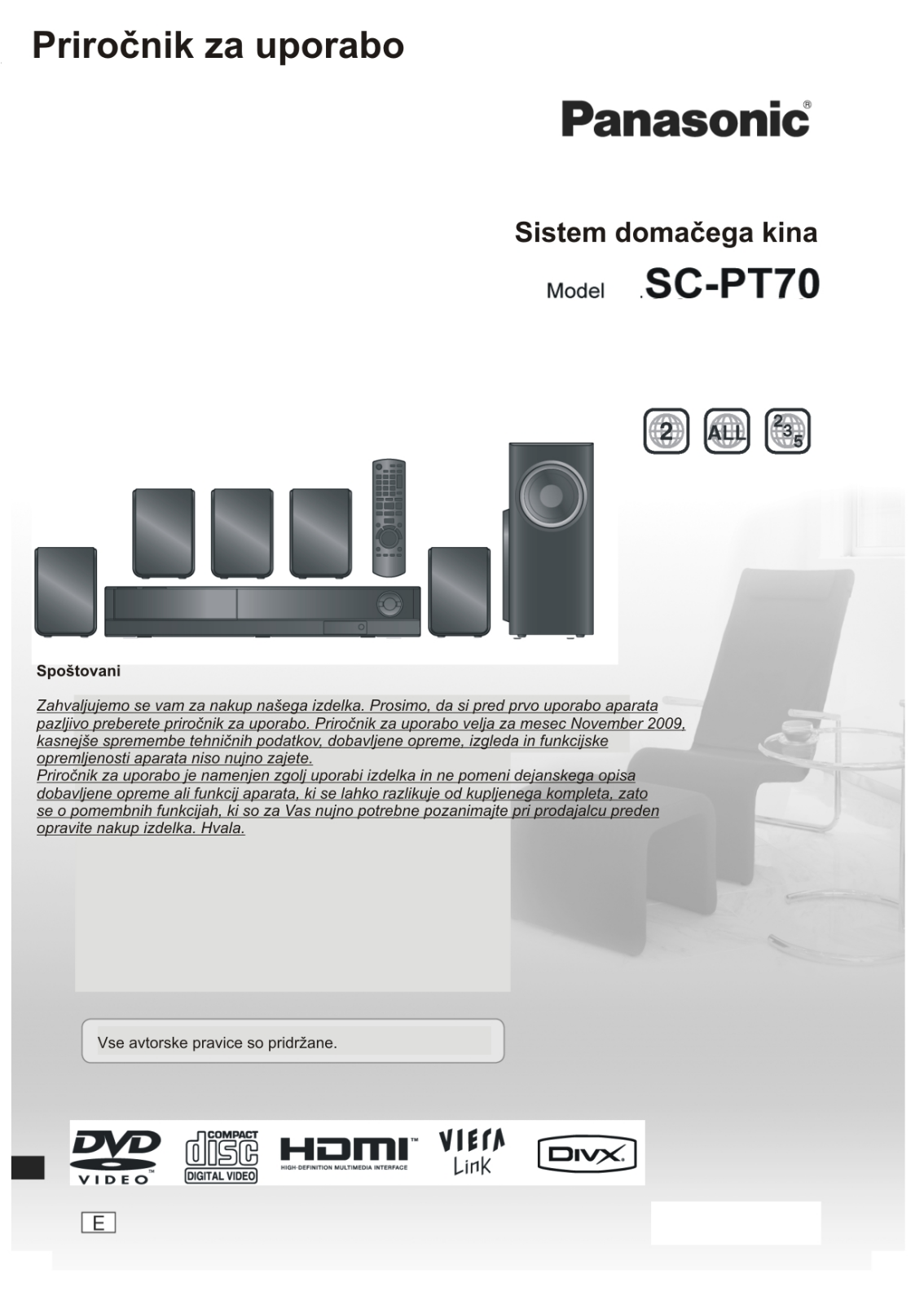 Panasonic SC-PT70 User Manual