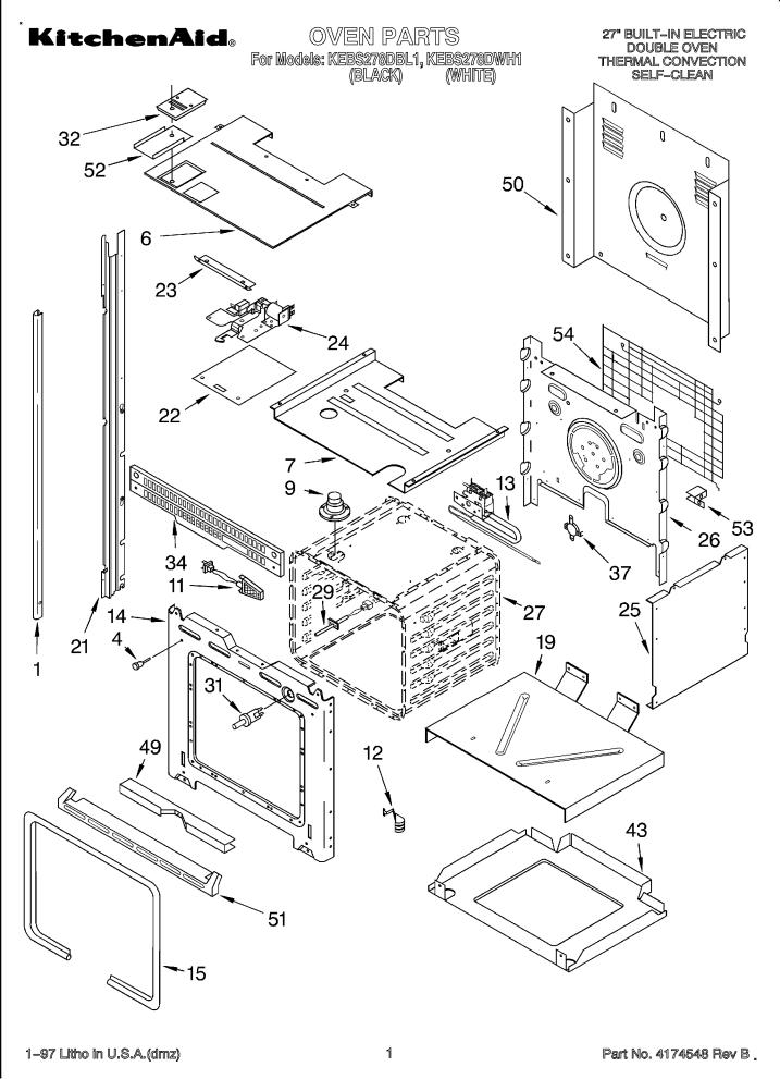 KitchenAid KEBS278DWH1 Parts List