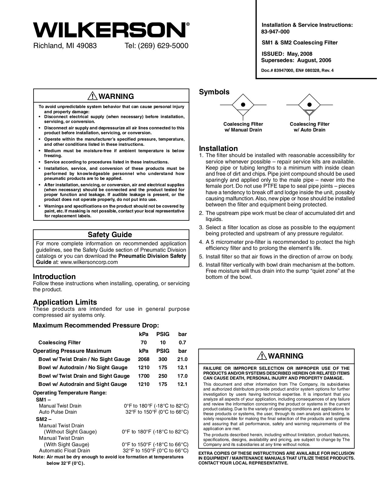 Wilkerson SM2 User Manual