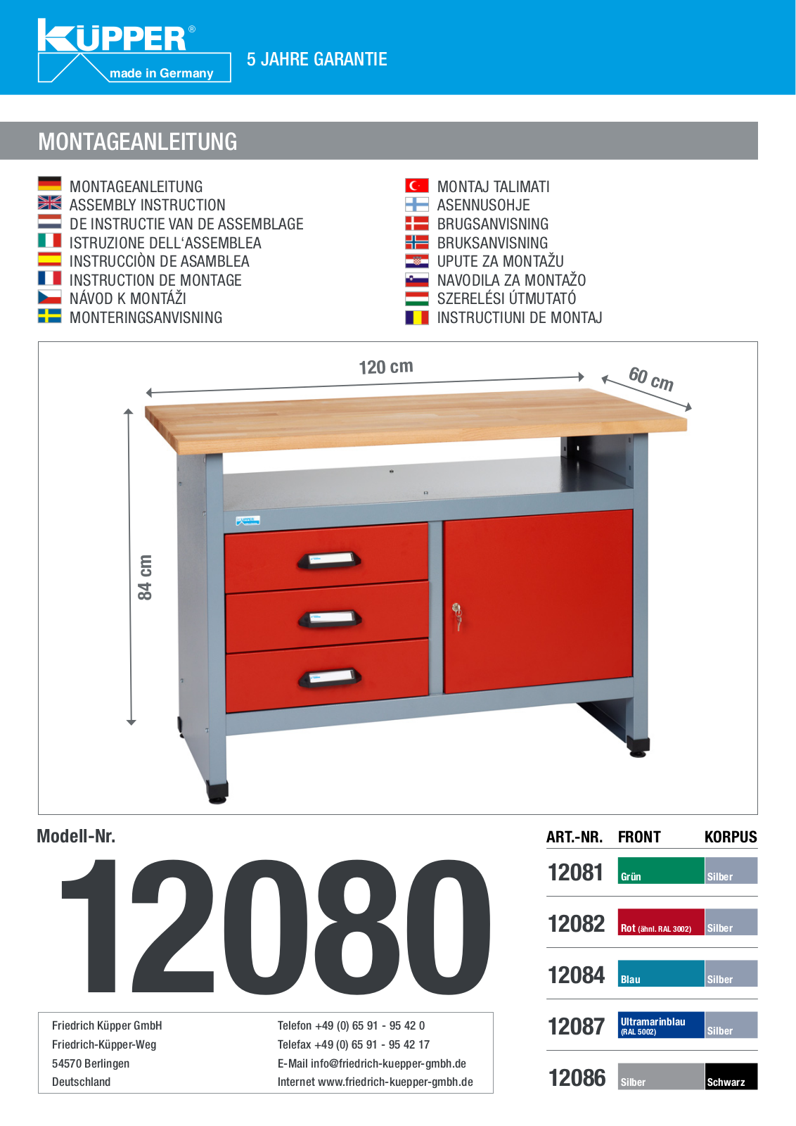 Küpper 12080, 12087, 12081, 12082, 12084 User guide