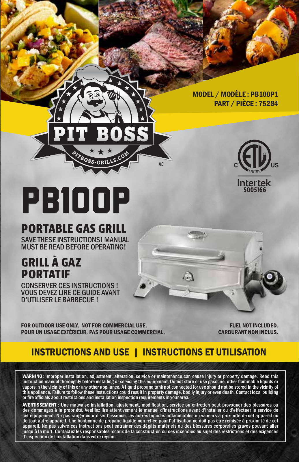 Pit boss PB100P1 User Manual